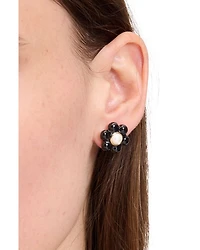 Stone & Enamel Petal Puff Stud Earrings