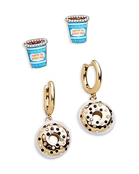 Baublebar Rise & Grind Donut & Coffee Earrings, Set of 2
