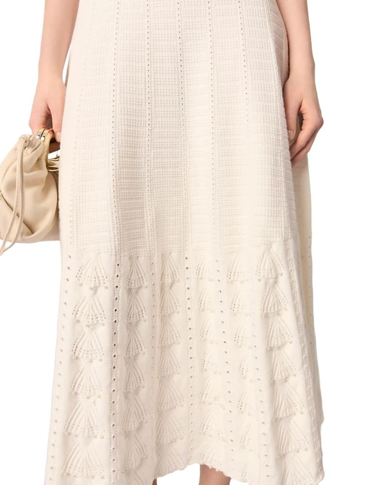 Beaded Pointelle Knit Dress