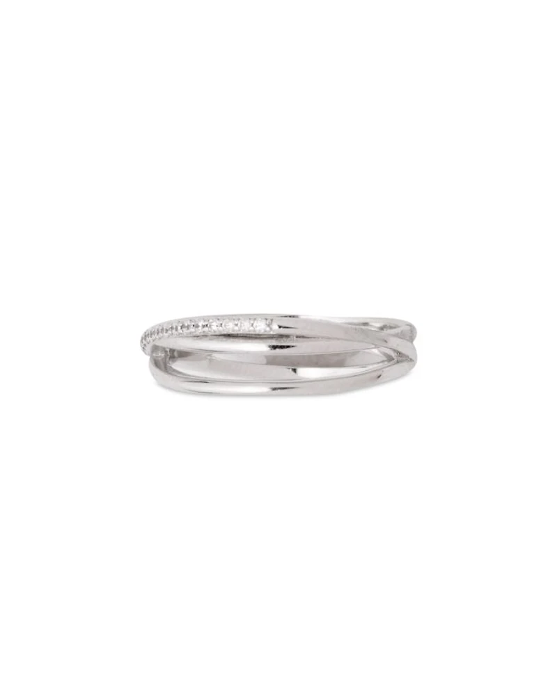 Pavé Crisscross Ring in Sterling Silver
