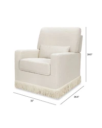 Crawford Pillowback Comfort Swivel Glider - Bouclé with Tassel Fringe