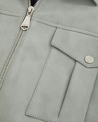 Slim Fit Belle Suede Zipper Shacket