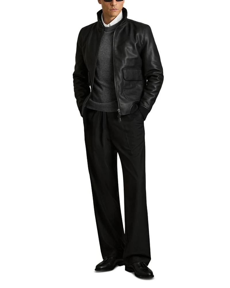 Slim Fit Reed Pebble Grain Leather Jacket