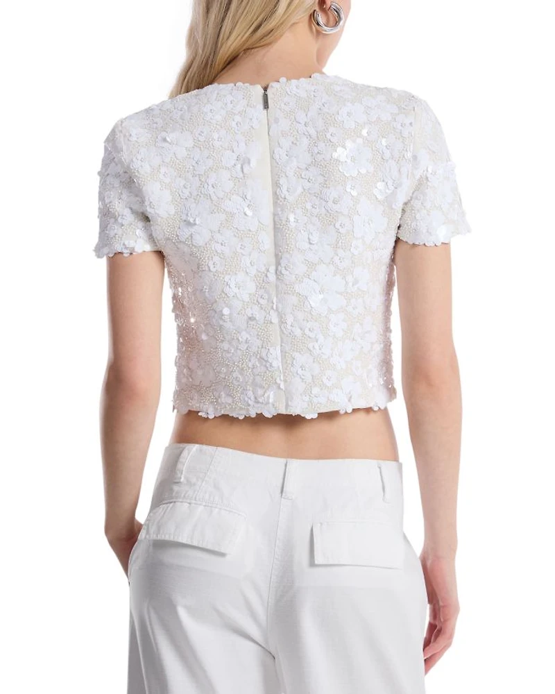 Floral Sequin Crop Top