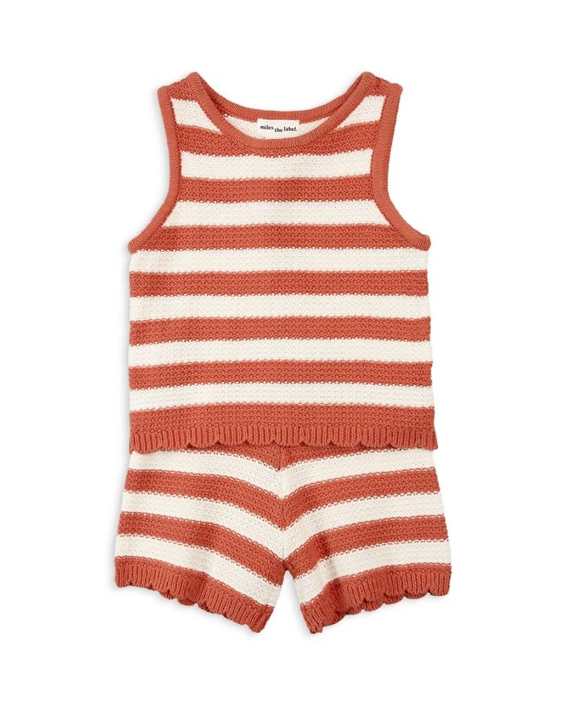 Girls' Striped Crochet Knit Top & Shorts Set - Baby