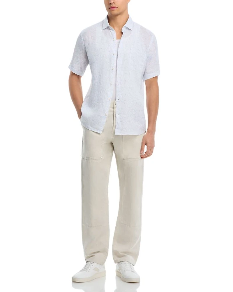 Soiree Linen Short Sleeve Button Front Shirt