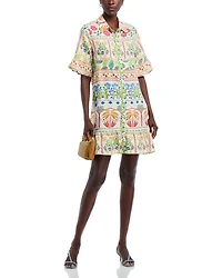 Linen Flounce Hem Shirt Dress