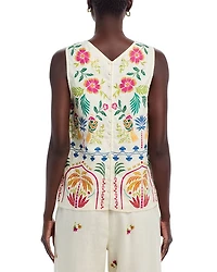 Tropical Print Button Back Tank