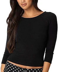 Edikted Mary Quarter Sleeve Wide Neck Top