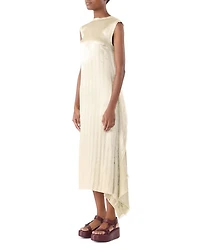 Crinkled Satin Open Pleat Dress