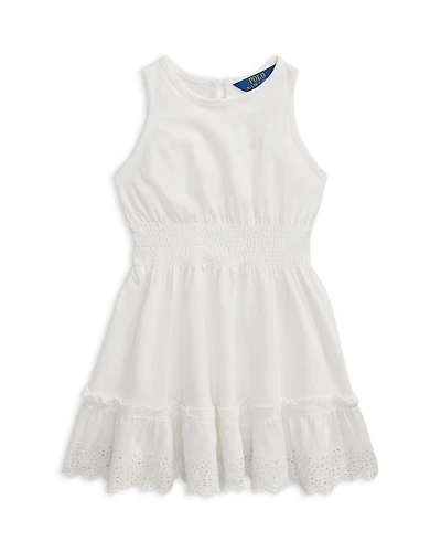 Girls' Eyelet Embroidered Cotton Jersey Dress