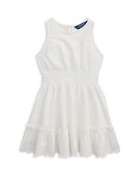 Girls' Eyelet Embroidered Cotton Jersey Dress