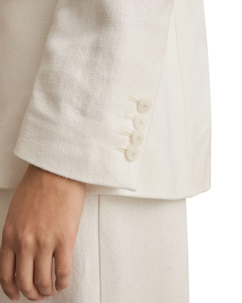 Petites Double Breasted Peak Lapel Blazer