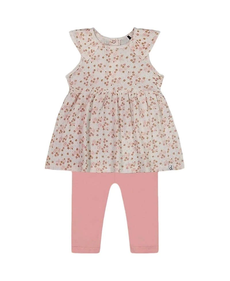 Deux par Deux Girls' Printed Organic Cotton Tunic and Leggings Set - Baby