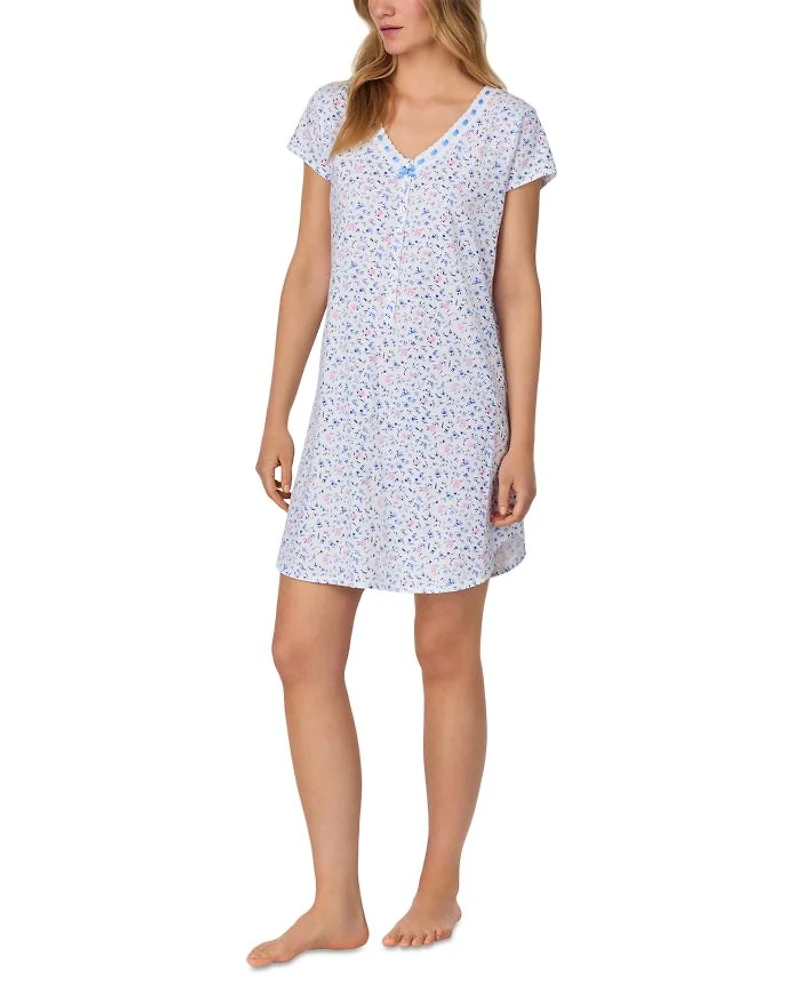 Floral Dainty Cap Short Nightshirt