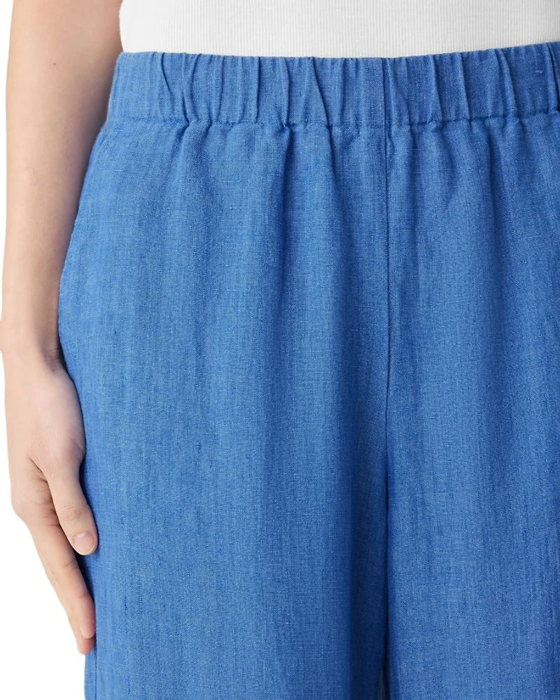 Washed Linen Délavé Wide Leg Pants