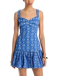 Aqua Eyelet Bubble Hem Mini Dress -Exclusive