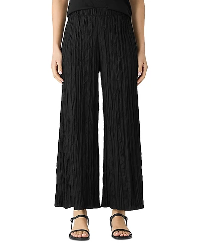 Eileen Fisher Crushed Silk Wide Leg Ankle Pants