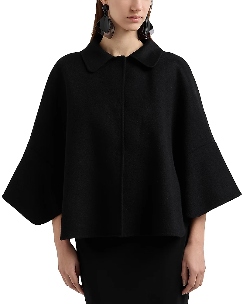 Emporio Armani Wool Cashmere Cape Sleeve Coat