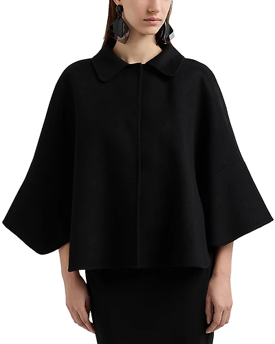 Emporio Armani Wool Cashmere Cape Sleeve Coat