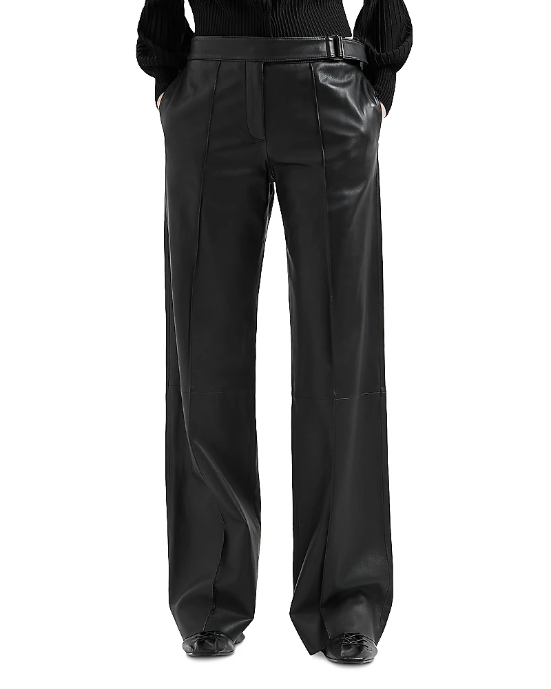 Emporio Armani Leather Trousers with Buckle Detail