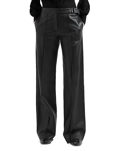 Emporio Armani Leather Trousers with Buckle Detail