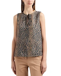 Emporio Armani Snake Print Tie Neck Blouse
