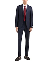M Line Slim Fit Single Breasted Notch Lapel Suit Herringbone Stripe Wool