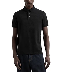 Emporio Armani Textured Cotton Allover Jacquard Motif Polo