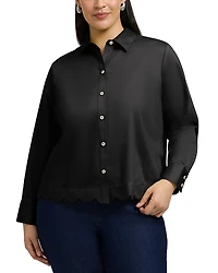 Foxcroft Plus Scarlett Long Sleeved Matte Sateen Shirt