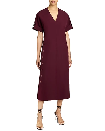 Santorelli Serafina Short Sleeve Midi Shift Dress with Side Skirt Buttons