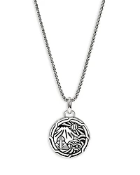 Men's Sterling Silver Modern Talisman Enamel Heart of the Volcano Pendant Necklace, 22"