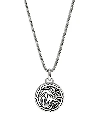 Men's Sterling Silver Modern Talisman Enamel Wave Motif Pendant Necklace, 22"