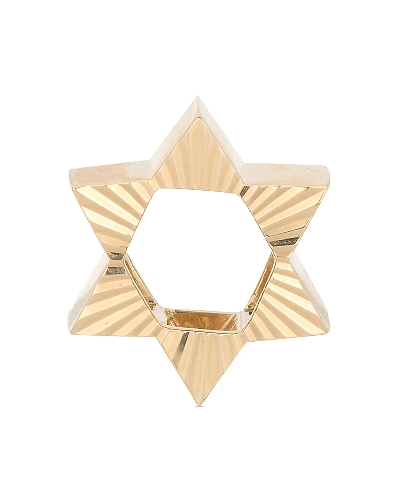 Adina Reyter 9K Yellow Gold Star of David Fluted Big Bead Pendant