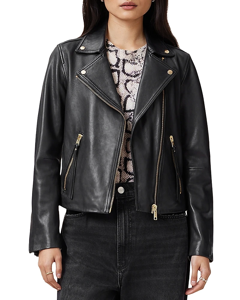 Allsaints Dalby Slim Fit Leather Biker Jacket