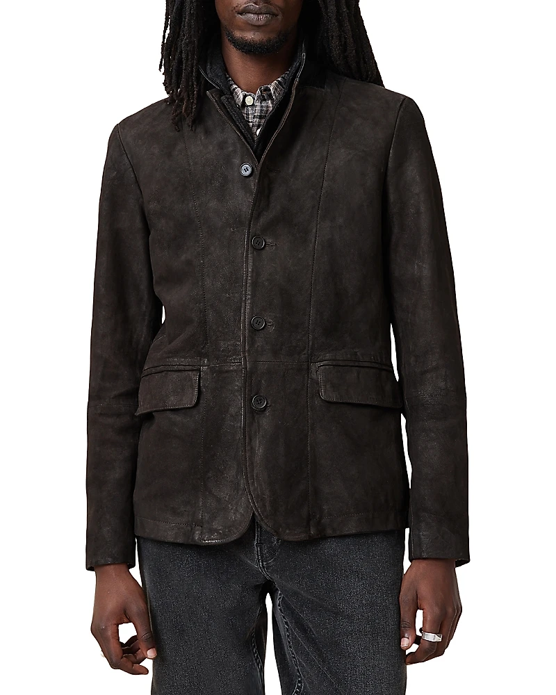 Allsaints Survey Layered Leather Blazer