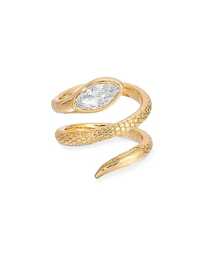 Ettika Marquise Cubic Zirconia Coiled Snake Ring