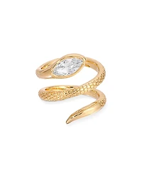 Ettika Marquise Cubic Zirconia Coiled Snake Ring