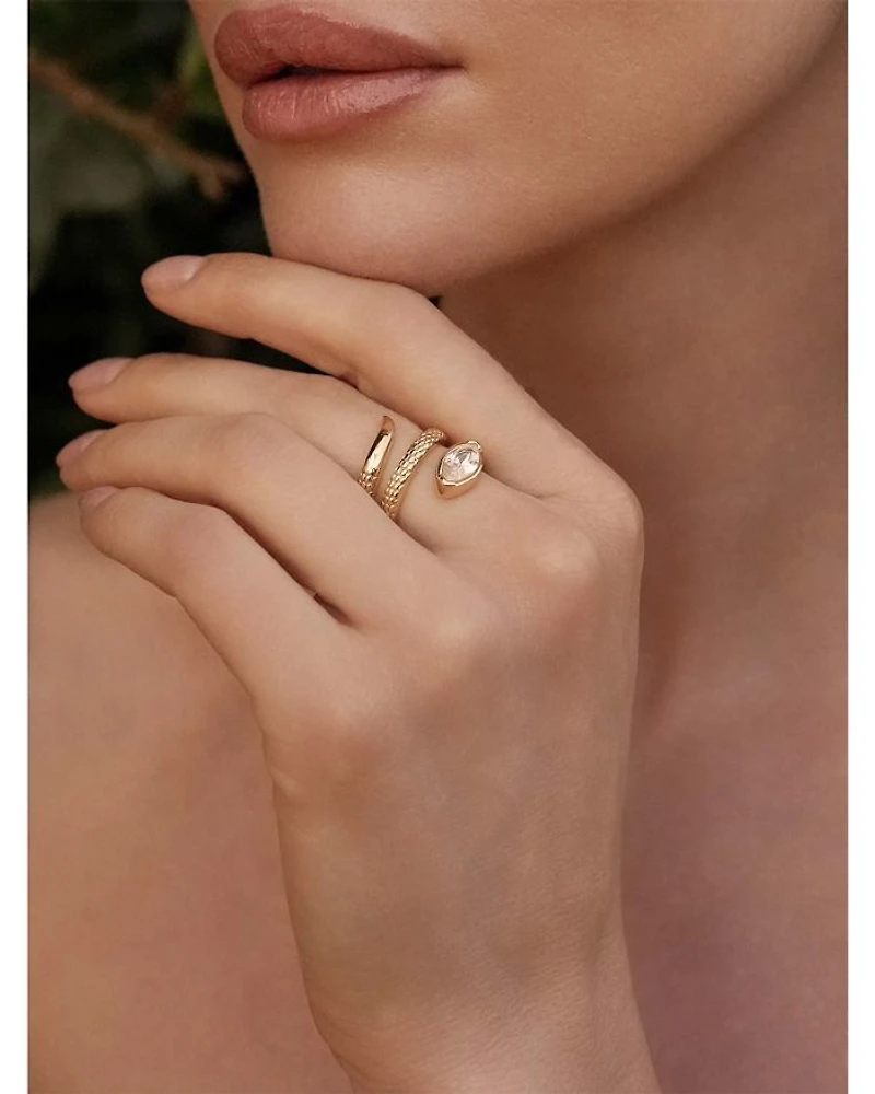Marquise Cubic Zirconia Coiled Snake Ring 18K Gold Plated