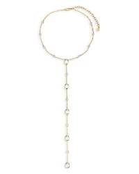Mixed Cubic Zirconia Lariat Necklace 18K Gold Plated, 15"-18"