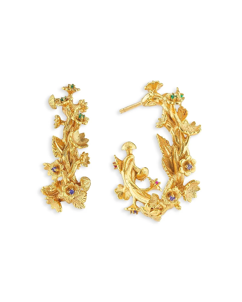 Capucine De Wulf Meadow Pave Flower Hoop Earrings