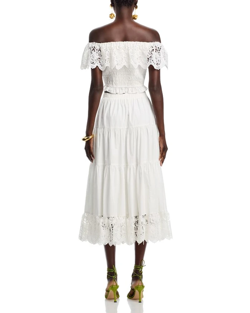 Lace Off The Shoulder Poplin Top - Exclusive