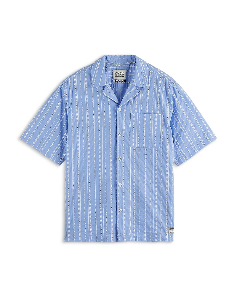 Scotch & Soda Embroidered Relaxed Fit Striped Shirt