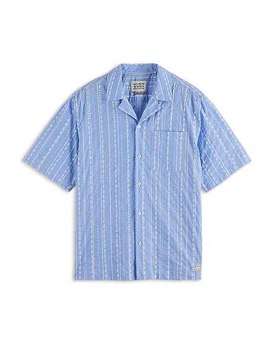 Scotch & Soda Embroidered Relaxed Fit Striped Shirt
