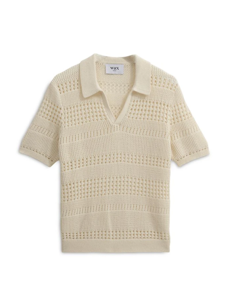 Siena Striped Open Knit Polo Sweater