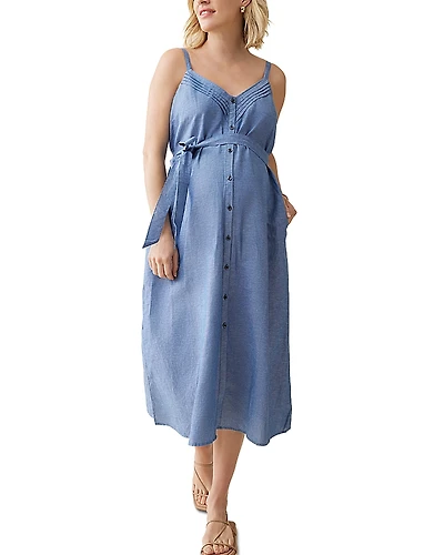 Ingrid & Isabel Maternity Chambray Button Front Dress