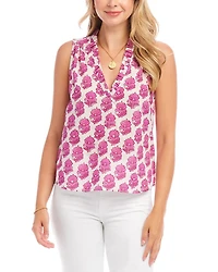 Sleeveless Ruffle Trim Top