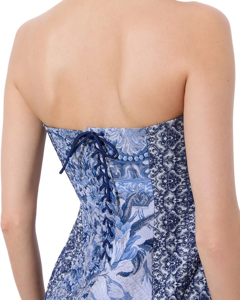 Violet Strapless Seamed A Line Mini Dress