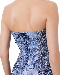 Violet Strapless Seamed A Line Mini Dress