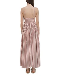 Striped V Neck Maxi Dress